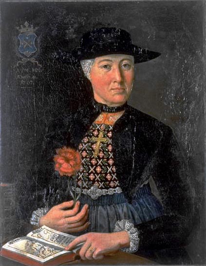 Damenportrat Anna Maria Holzmann in Zuger Burgertracht